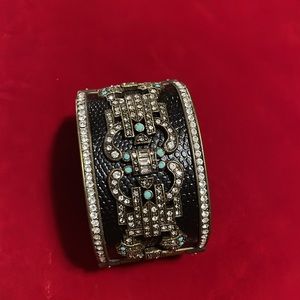 Heidi Daus hinged antiqued brass cuff bracelet